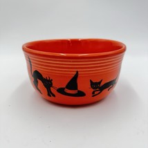 Fiestaware Pottery Halloween Bowl Made in USA - Cats &amp; Witches Orange 2.... - $85.50