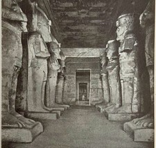 1942 Egypt Temple of Ramses II Interior Historical Print Antique Ephemer... - £15.59 GBP