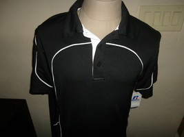 NWT New Sewn Black Russell Athletic Dri Power Moisture Wicking Polo Shirt S - £17.87 GBP