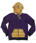 UGP Under Ground Products DIY Men&#39;s Purple Yellow Checkered Zip Up Hoodi... - £37.85 GBP
