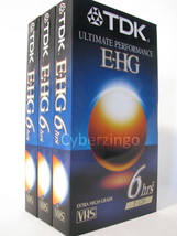 Lot Of 3 TDK T-120 Ultimate Performance EHG VHS Tapes New Factory Sealed - £10.86 GBP