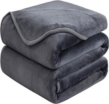 Soft Queen Size Blanket For Couch Bed Sofa, 90X90 Inches, Dark Gray, Warm Fuzzy - £28.73 GBP