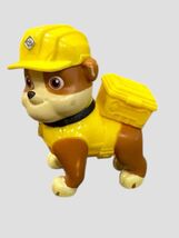 Paw Patrol Rubble Dog Puppy 2.5” Action Figure Backpack Orange White Cap - $7.50