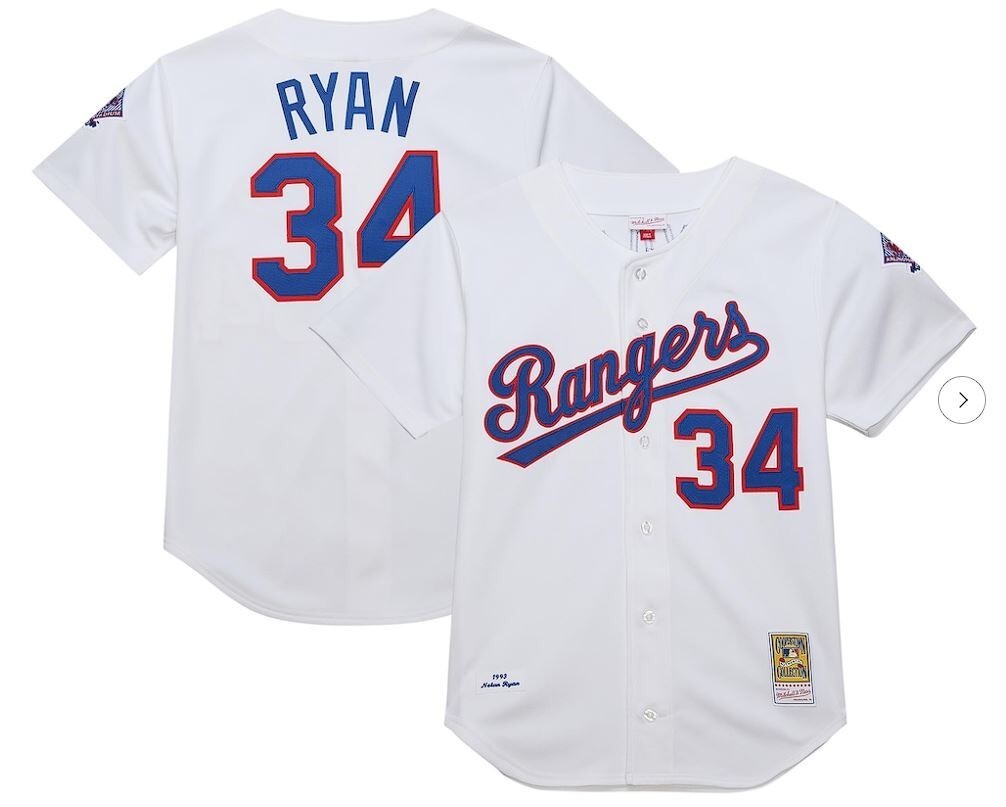 Legend HOF Nolan Ryan #34 Men&#39;s Replica Throw Back Rangers Jersey - All ... - $49.99
