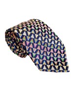 Paul Frederick Navy Multicolor Geo Triangle Print 100% Silk Tie - $54.48 CAD