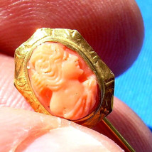 Antique Mediterranean Coral Pin 10k Solid Gold Handmade Victorian Design... - $375.25