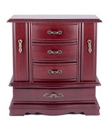 Dual Wing Rosewood Finish Wooden Jewelry Box with Doors and Drawers - $1,439.24 MXN