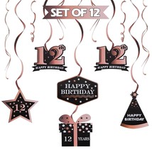 Happy 12Th Birthday Rose Gold Swirls Streamers - Cheers To 12Th Birthday... - £18.95 GBP