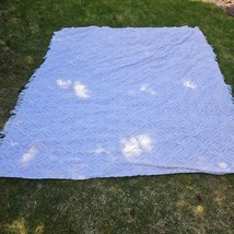 Vintage Pink Chenille Bedspread Cotton King 96&quot; X 103&quot; Fringed Medallion... - $55.66