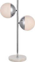 Table Lamp ECLIPSE Transitional 2-Light Milk Chrome White Glass Marble Wire - £214.53 GBP