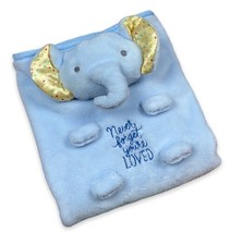 HALLMARK Plush NEVER FORGET YOU&#39;RE LOVED Elephant BLANKET Blue Baby Yell... - $18.32