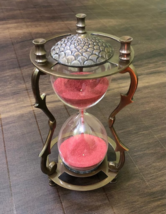 7&quot; Brass Engraved Sand Timer, Classic Hourglass, Table Top Decoration - £28.92 GBP