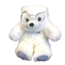 Reinhart Collection White TEDDY BEAR 17” Blue Stripe Feet Plush Grandpa Glasses - £22.32 GBP