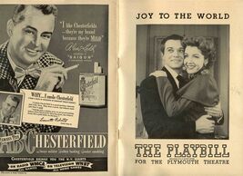 Playbill &amp; Flyer Joy to the World Plymouth Theater 1948 Alfred Drake Mar... - $11.88
