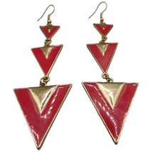 Extra Large Retro Earrings 80&#39;s Or  90&#39;s Interlocked Triangles Statement 3.5&quot; L - £7.82 GBP