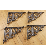 4 Cast Iron Shelf Brackets Fleur De Lis French Bookshelf Corbels Book Wa... - $54.66 CAD