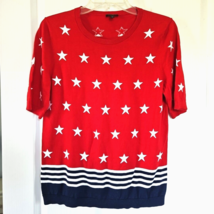Talbots Stars &amp; Stripes Sweater Lp Patriotic American Flag Red White Blu... - £14.57 GBP