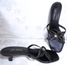 Brighton Heels Womens 8.5 Brown Black Leather Slingback Pump Flower Heels - £23.64 GBP