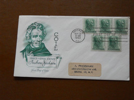 1963 Andrew Jackson One Cent Coil First Day Issue Envelope 5 Stamps Scot... - $2.55