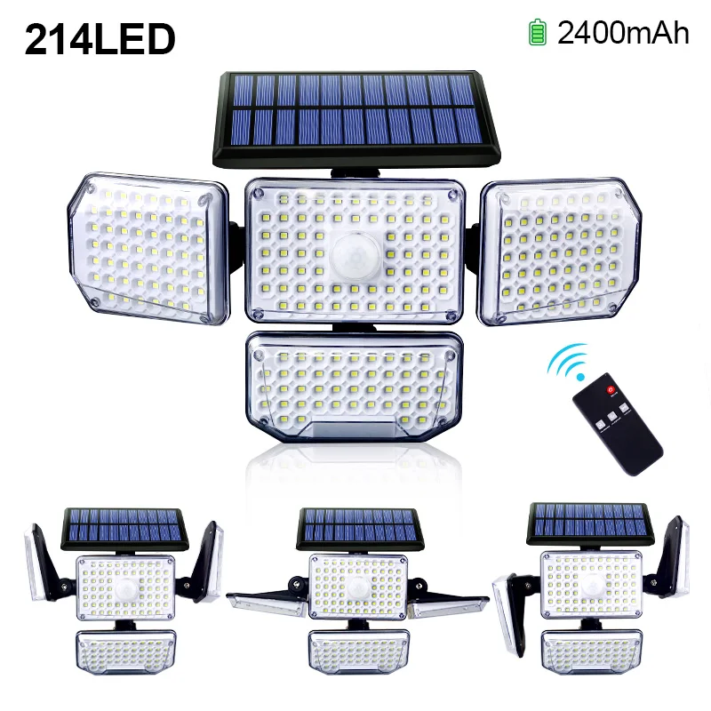 Lights outdoor ip65 waterproof solar power wall lamp adjustable heads motion sensor led thumb200