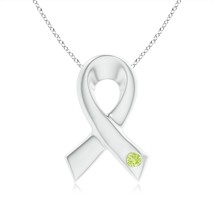 ANGARA Peridot Ribbon Pendant Necklace in Silver for Women (Grade-KI3, 2.5mm) - £91.55 GBP+