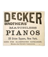 Decker Brothers Piano 1885 Advertisement Victorian Musical Instrument AD... - $19.99