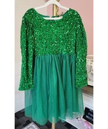 Marie Nicole Dress Girl&#39;s Medium Green Velvet Sequins Tulle Skirt Holida... - $519.23 MXN