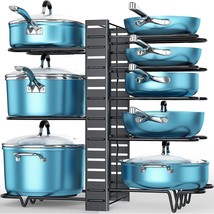 Pots and Pans Organizer under Cabinet, 8 Tier Pan Organzier Rack with 3 DIY Meth - £14.94 GBP
