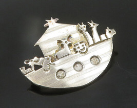 925 Sterling Silver - Vintage Noah&#39;s Arc Theme Religious Brooch Pin - BP7604 - £48.64 GBP