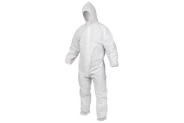 White Propylene Disposable Coveralls - 5-Pack Liquid &amp; Dust Protection Coverall - £36.02 GBP