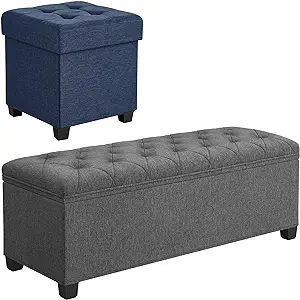 Storage Ottoman And 15 Inches Cube Storage Ottoman Bundle, Bench With St... - $240.99