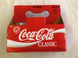 Coca-Cola Classic swirl Gray &amp; white 6 Pk Carrier Carton 8oz Return Bottles - £3.15 GBP