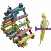 Borange Bird Toys Parrot Ladder Cockatiel Wooden Bridge Colorful Hanging Toy - £7.15 GBP