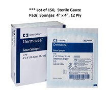 150 Count Sterile Gauze Pads Sponges Dermacea 12 Ply 4x4 100% Cotton Gau... - $23.75