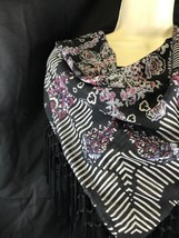 Style Co Black Shirt With Built In Fringe Scarf Woman&#39;s Size S KG Wester... - $19.80