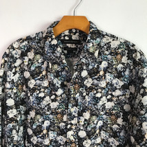 Banana Republic Floral Shirt M Blue Grant Fit Long Sleeve Collar Button Poplin - £18.46 GBP