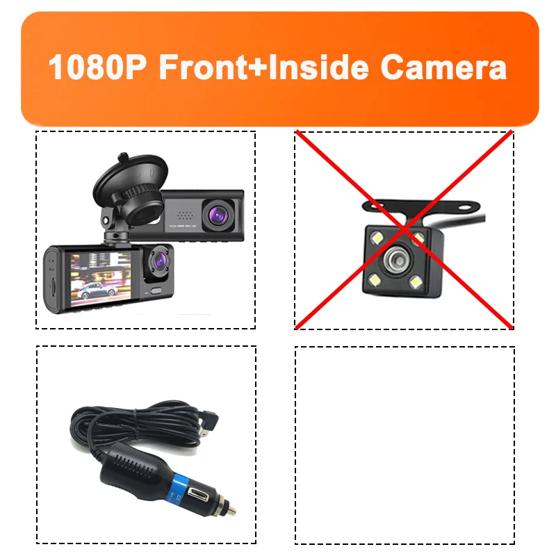3 Channel Dash Cam for Cars Camera 1080P Video Recorder Rear View Camera for Veh - £91.46 GBP