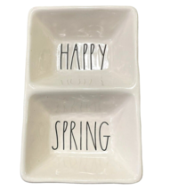 Rae Dunn By Magenta &quot;Happy Spring&quot; Ivory Divided Decorative Serving Dish/Dip 8in - £15.85 GBP