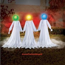 3 Halloween Ghost Pathway Stakes LED Timer Lighted Halloween Haunted House Prop - £26.78 GBP