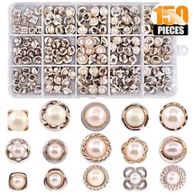 150 Piece Assorted Pearl Buttons Resin White Pearl Shank Button 8Mm 10Mm 11Mm Vi - £23.06 GBP