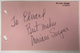 Miriam Seegar (d. 2011) Signed Autographed Vintage 4x6 Signature Page #2 - £15.97 GBP