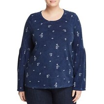 NWT Womens Plus Size 2X Two by Vince Camuto Blue Floral Bell Sleeve Top - £22.83 GBP