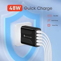 PBG 5-Port LED Wall Charger with 4 XL 10FT Charging Cables for iPhone - $25.95