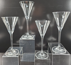 4 Grey Goose Vodka Wine Glasses Set 7.5&quot; Clear Etched Logo Martini Stemw... - $46.40