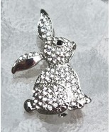 Austrian Crystal and Silvertone Sweet Bunny Rabbit Brooch - £9.39 GBP