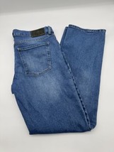 Mott &amp; Bow Jeans Sz 33x32 Straight Blue Light Wash Denim Stretch 5 Pocket - £29.33 GBP