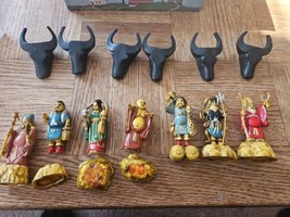 Vintage Japanese Statuette Seven Lucky Gods Of Happiness Figurines 3&#39;&#39; - $59.99