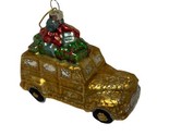 Silver Tree Gold  Station Wagon with Presents  Glass Ornament 3.25 inche... - $10.04