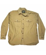 Cabelas Shirt Chamois Flannel Mens L Camel Brown Vintage Barn Chore Work... - $21.49