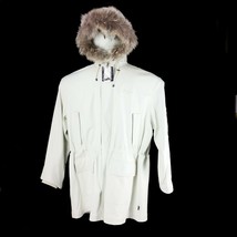 Sean John Men Lamb Skin Leather Long Coat  With Hood and Fur - £699.43 GBP